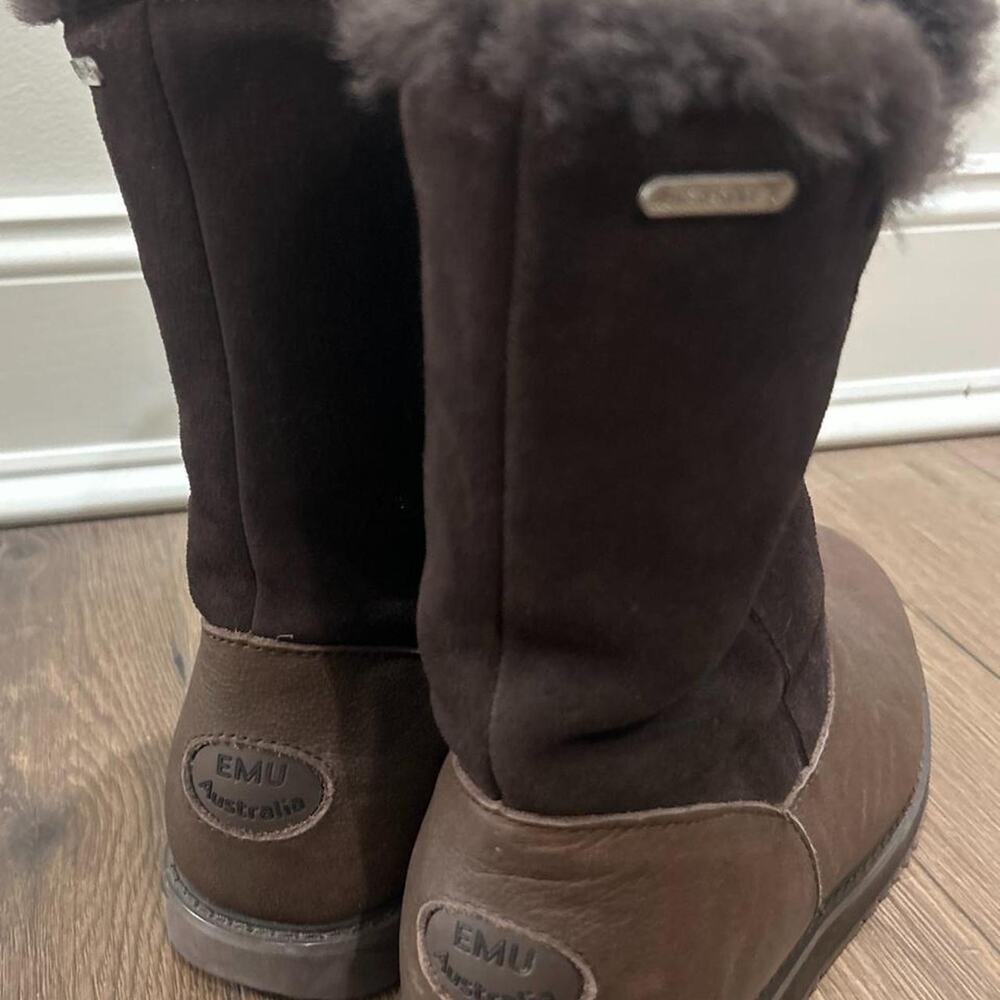 EMU Australia Latrobe Waterproof Suede Shearling Boots Espresso Brown W7